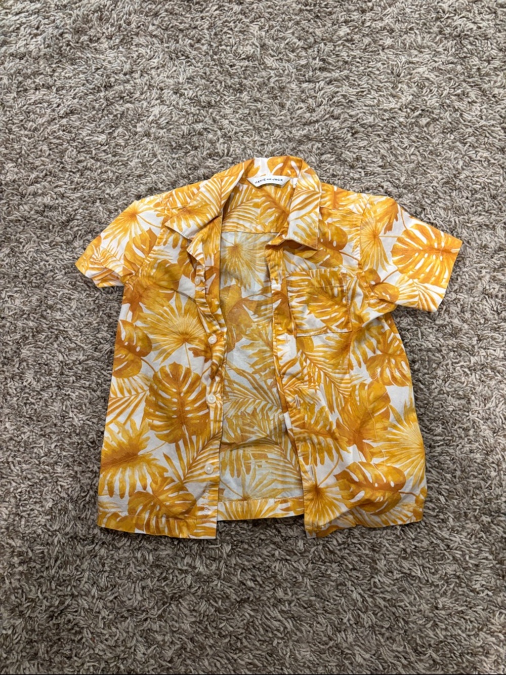 Janie and Jack monstera leaf button down tee shirt.